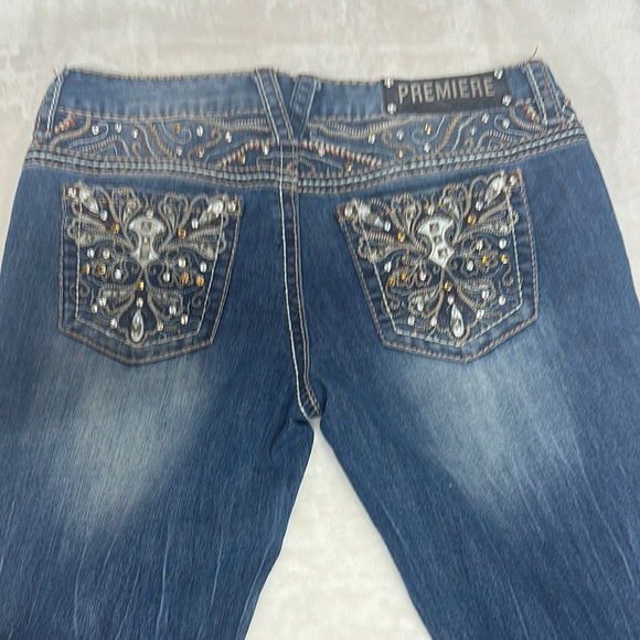 Premier Blue Boot Cut Jeans with Ornate Back Design - Picture 1 of 14